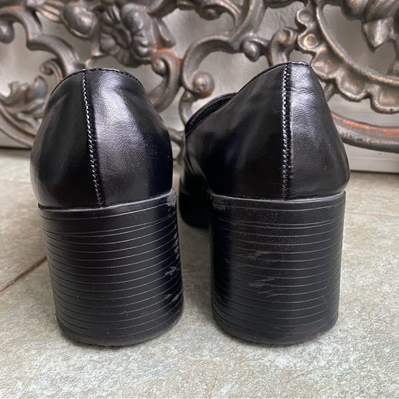 Black Chunky Heel 90s Loafers - Picture 3 of 10